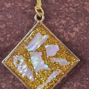 Gold and White Pendant Necklace